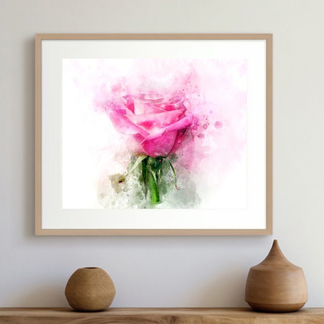 Rosa Blume Aquarell - wb Poster (Von Creator hochgeladen)