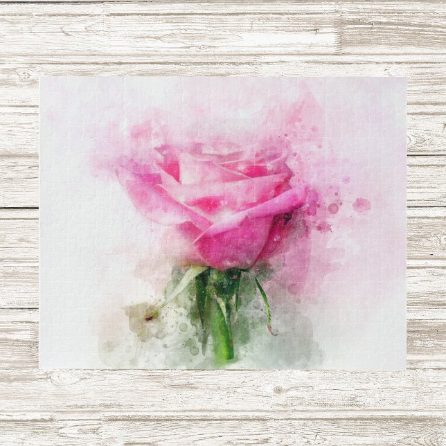 Rosa Blume Aquarell - wb Puzzle (Von Creator hochgeladen)