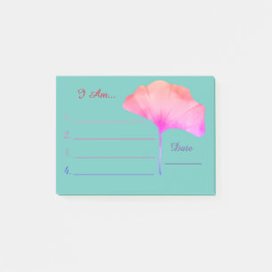 Rosa Blume Aquarellblüte Ich bin Typografie Post-it Klebezettel