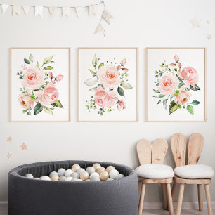 Rosa Blume, Aquarellfarben-Blume, Kinderzimmer für Bilderwand Sets