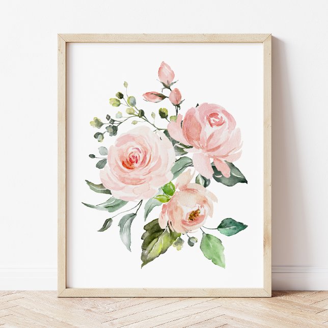 Rosa Blume, Aquarellfarben-Blume, Kinderzimmer für Fotodruck (Von Creator hochgeladen)
