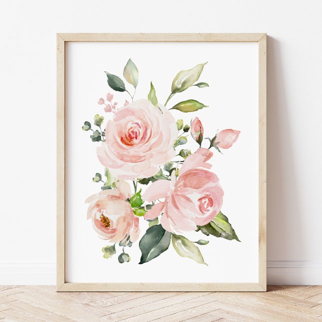 Rosa Blume, Aquarellfarben-Blume, Kinderzimmer für Poster (Von Creator hochgeladen)