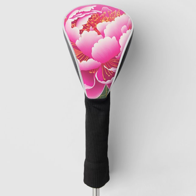 Rosa Blume Aquarellmalerei Golf Headcover (Vorderseite)