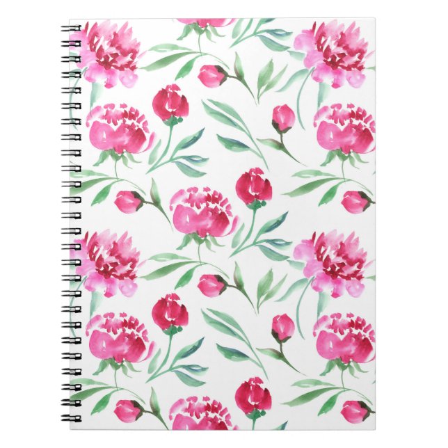 Rosa Blume Aquarellmuster Notizblock (Vorderseite)