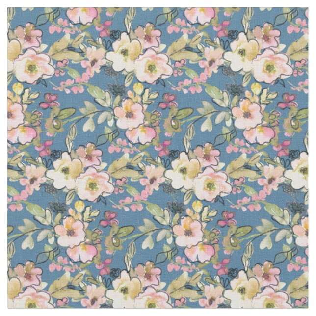 Rosa Blume auf blauem Stoff | Blumenmaterial (Nahaufnahme)