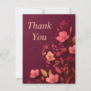 Rosa Blume auf Burgundy Paper Danke Karte
