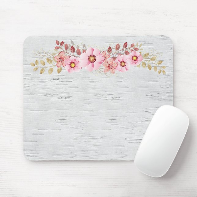 Rosa Blume auf der Weißen Birne Mousepad (Mit Mouse)