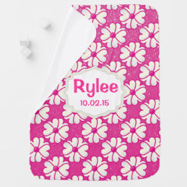 Rosa Blume auf Glitzer Rosa Hintergrund Babydecke