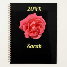 Rosa Blume auf Minimalistischer schwarzer Seite Planer