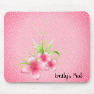 Rosa Blume auf Polka Docks Mousepad