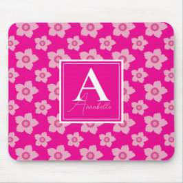 Rosa Blume auf rosa Hintergrundmonogramm Mousepad