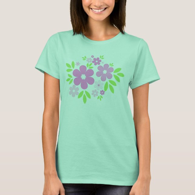 Rosa Blume auf schwarz - Hemd T-Shirt (Vorderseite)