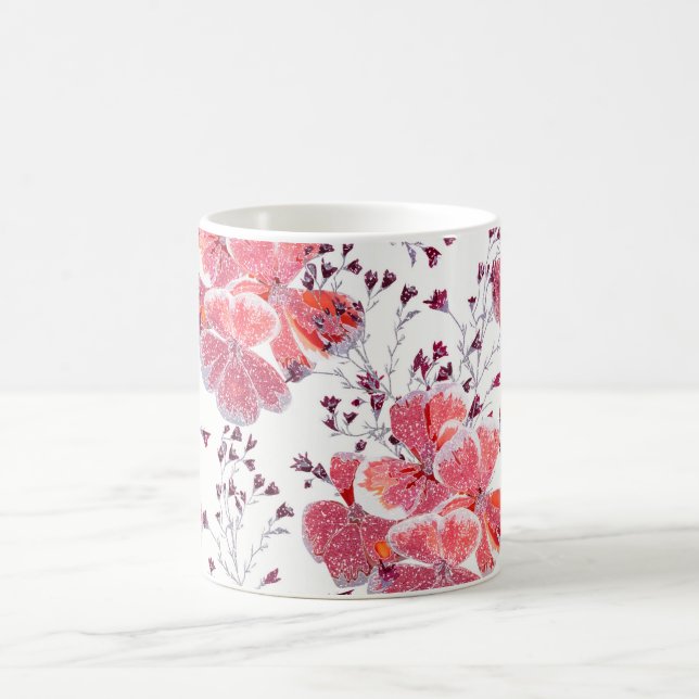 Rosa Blume auf Weiß. Kaffeetasse (Mittel)