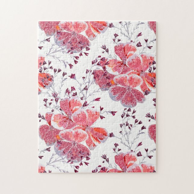 Rosa Blume auf Weiß. Puzzle (Vertikal)