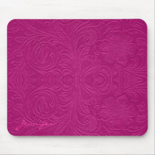 Rosa Blume aus Wildleder-Leder-Look Mousepad