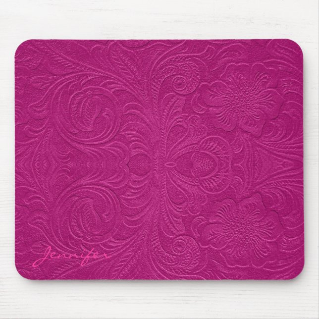 Rosa Blume aus Wildleder-Leder-Look Mousepad (Vorne)
