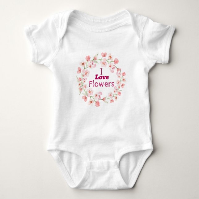 Rosa Blume Baby Strampler (Vorderseite)