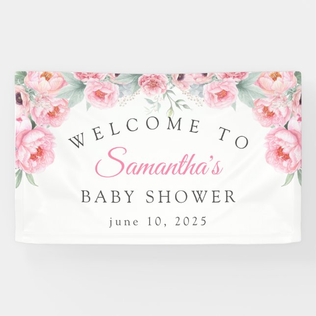 Rosa Blume, Babydusche, Empfang Banner (Horizontal)