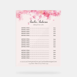 Rosa Blume Beauty Stylist Service Preisliste Acrylschild