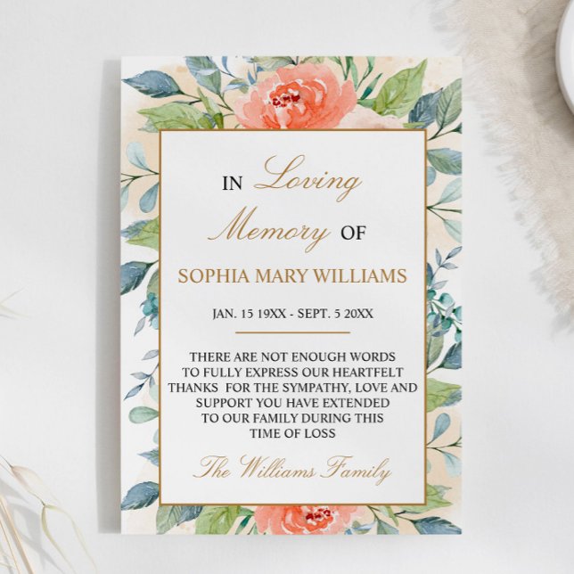 Rosa Blume Beileid Memory Danke Karte (Von Creator hochgeladen)