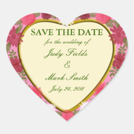 Rosa Blume Benutzerdefinierte Save the Date Aufkle Herz-Aufkleber