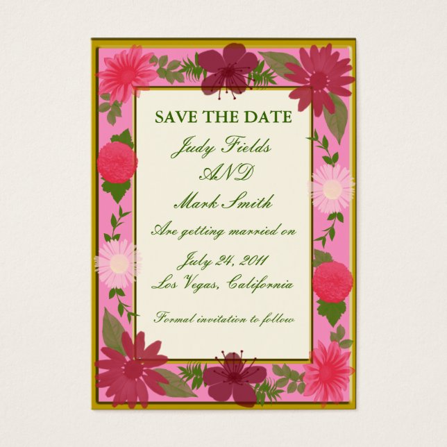 Rosa Blume Benutzerdefinierte Save the Date Karte (Vorderseite)