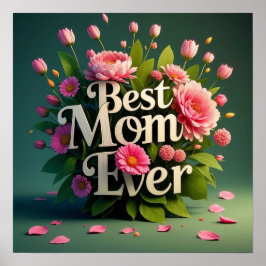 Rosa Blume Beste Mama je Bouquet Poster