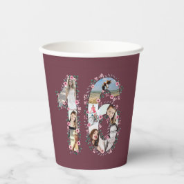 Rosa Blume Big 16. Geburtstag Girl FotoCollage Pappbecher