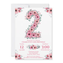 Rosa Blume Big 2. Geburtstag Girl Green Folies