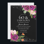 Rosa Blume Black Back 60. Geburtstagsparty Einladung<br><div class="desc">Rosa Blume Black Back 60. Geburtstagsparty Einladung Siehe Matching Kollektion in Nest und Nest Store</div>