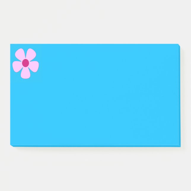 Rosa Blume Blaue Post-It-Notes Post-it Klebezettel (Vorderseite)