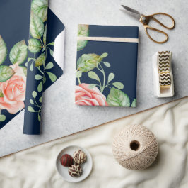 Rosa Blume blaues Wrapping Paper Geschenkpapier