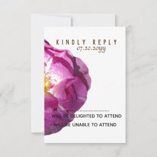 Rosa Blume Blossom Foto Response Cards RSVP Karte
