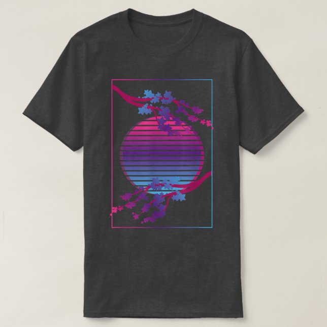 Rosa Blume Blossom Japan Sakura Vaporwave Cherry T-Shirt (Design vorne)