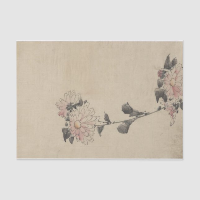 Rosa Blume blüht auf Low Stalk von Hokusai Seidenpapier (Vorderseite)
