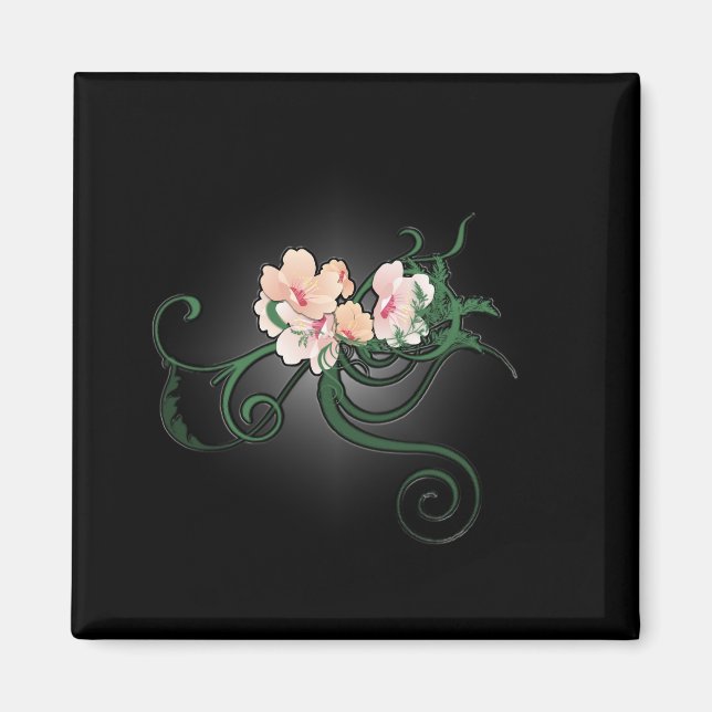 Rosa Blume blüht auf schwarzem Hintergrund Magnet (Vorne)