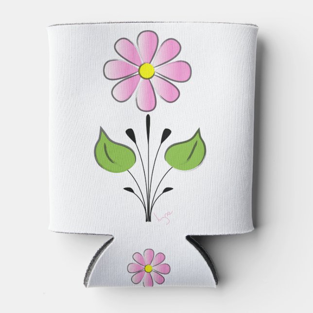 Rosa Blume Blume Muster farbenfroh einzigartig Dosenkühler (Vorderseite)