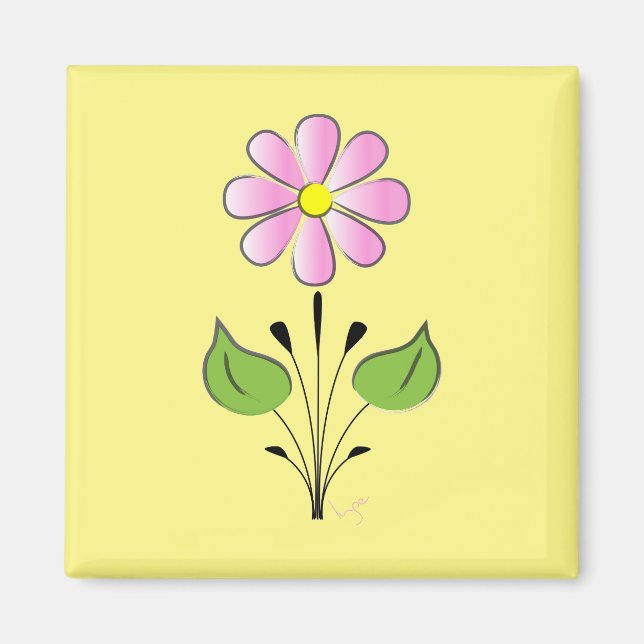 Rosa Blume Blume Muster farbenfroh einzigartig Magnet (Vorne)