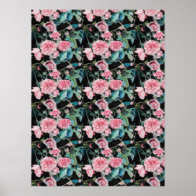 Rosa Blume Blume Shabby Chic Poster (Vorne)
