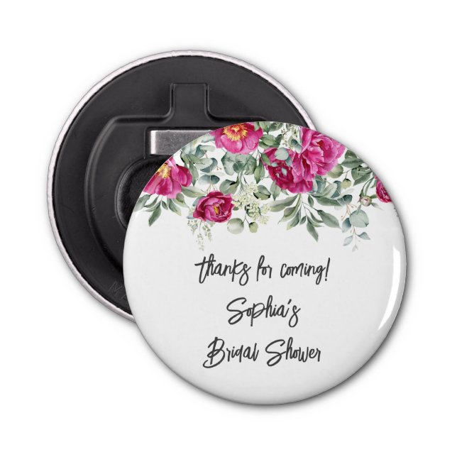 Rosa Blume Blumenduschfavoriten Flaschenöffner (Vorderseite)