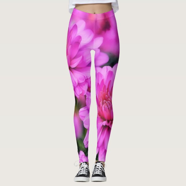 Rosa Blume Blumenmuseum Leggings (Vorderseite)