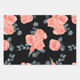 Rosa Blume Blumenmuster Geschenkpapier Set