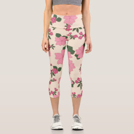 Rosa Blume, Blumenmuster, Muster von Blume Capri Leggings