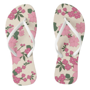 Rosa Blume, Blumenmuster, Muster von Blume Flip Flops