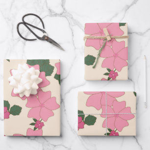 Rosa Blume, Blumenmuster, Muster von Blume Geschenkpapier Set