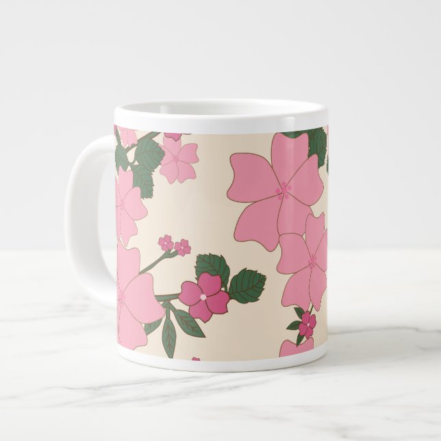 Rosa Blume, Blumenmuster, Muster von Blume Jumbo-Tasse (Vorderseite Links)