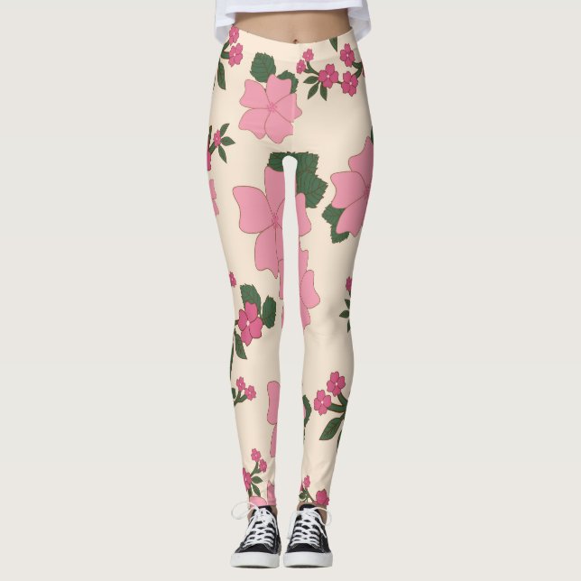 Rosa Blume, Blumenmuster, Muster von Blume Leggings (Vorderseite)