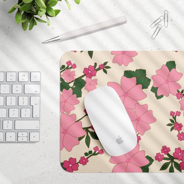 Rosa Blume, Blumenmuster, Muster von Blume Mousepad (Von Creator hochgeladen)