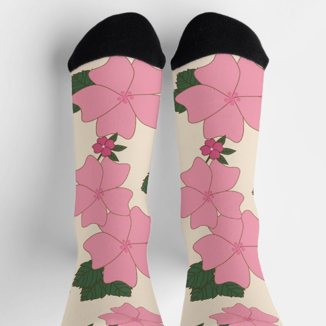 Rosa Blume, Blumenmuster, Muster von Blume Socken (Oben)