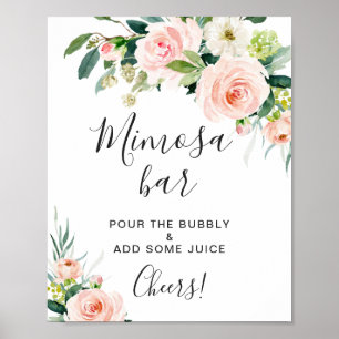 Rosa Blume Blumenstrauß Mimosa Bar Wedding Zeichen Poster